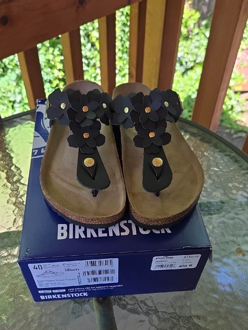 NIB Birkenstock Gizeh Flower Leather Sandals- 40, US 9